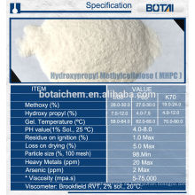 Dow productos químicos hidroxipropil metil celulosa HPMC